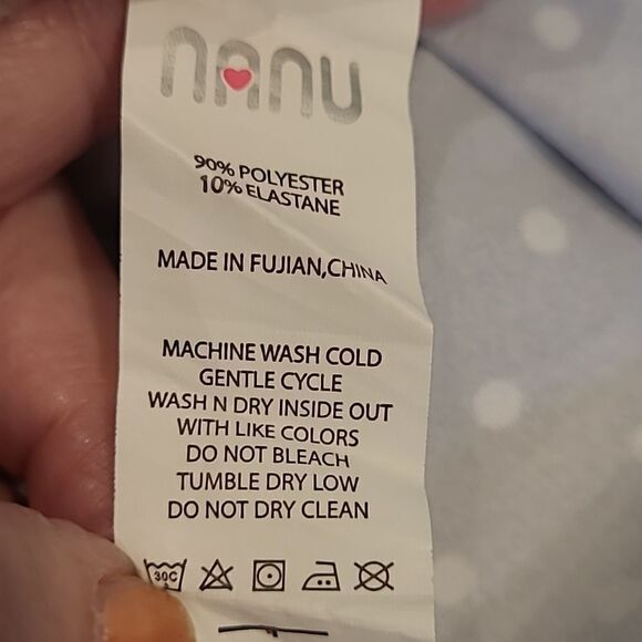 NANU Navy and Red Long Sleeve Soft Top with Plaid Print and Polka-dots - Picture 8 of 8